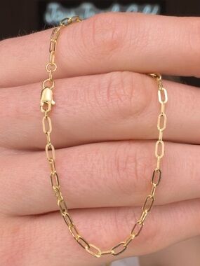 10K Solid Yellow Gold 7 inch 2.3mm Paperclip Link Bracelet